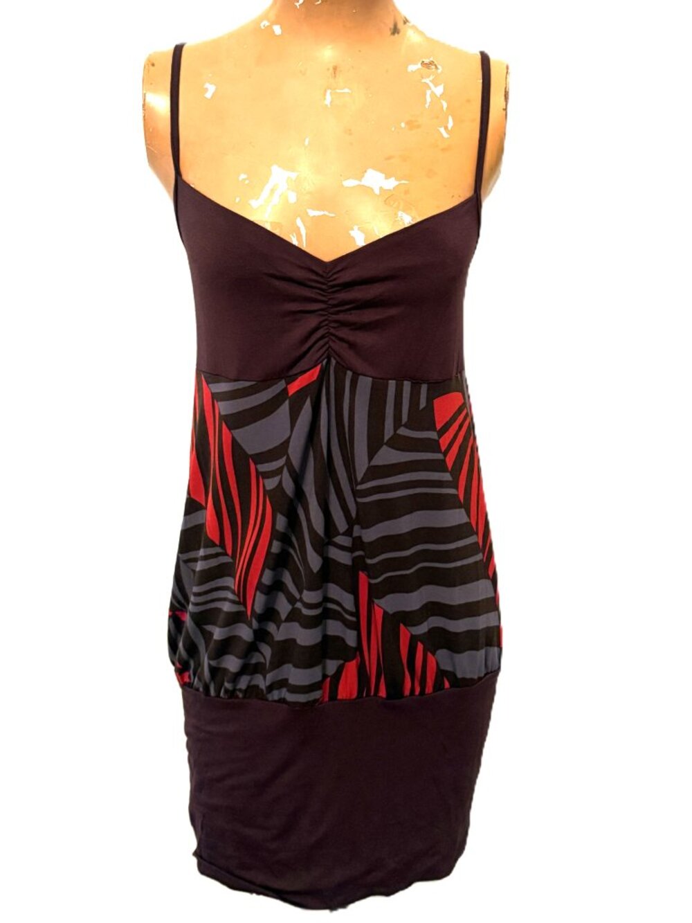Catwalk Y2K Spaghetti Strap Dress Medium Vintage Stretch Jersey Ruching Banded